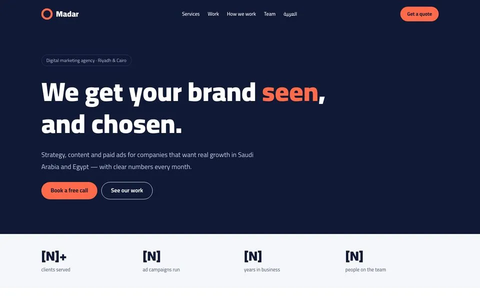 Home page of the Orbit template demo