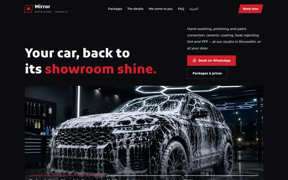 Home page of the Mirror template demo
