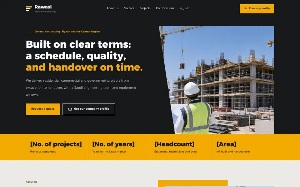 Home page of the Rawasi template demo