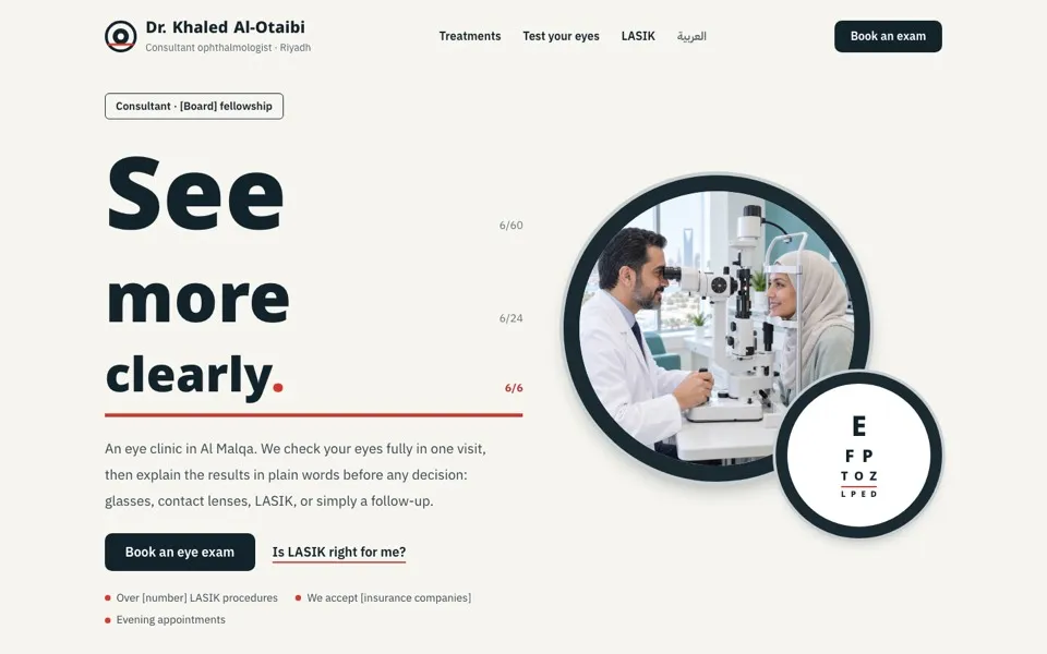 Home page of the Dr. Khaled template demo