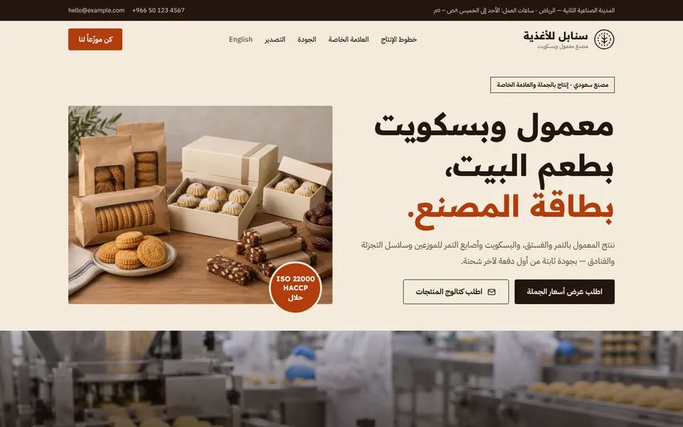 الصفحة الرئيسية للموقع التجريبي لقالب سنابل