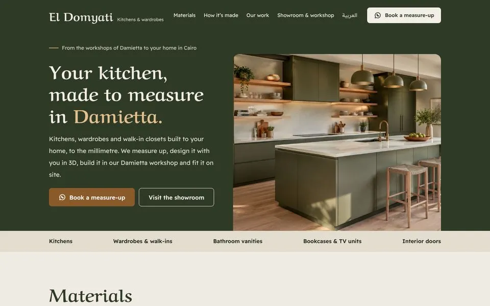 Home page of the El Domyati template demo