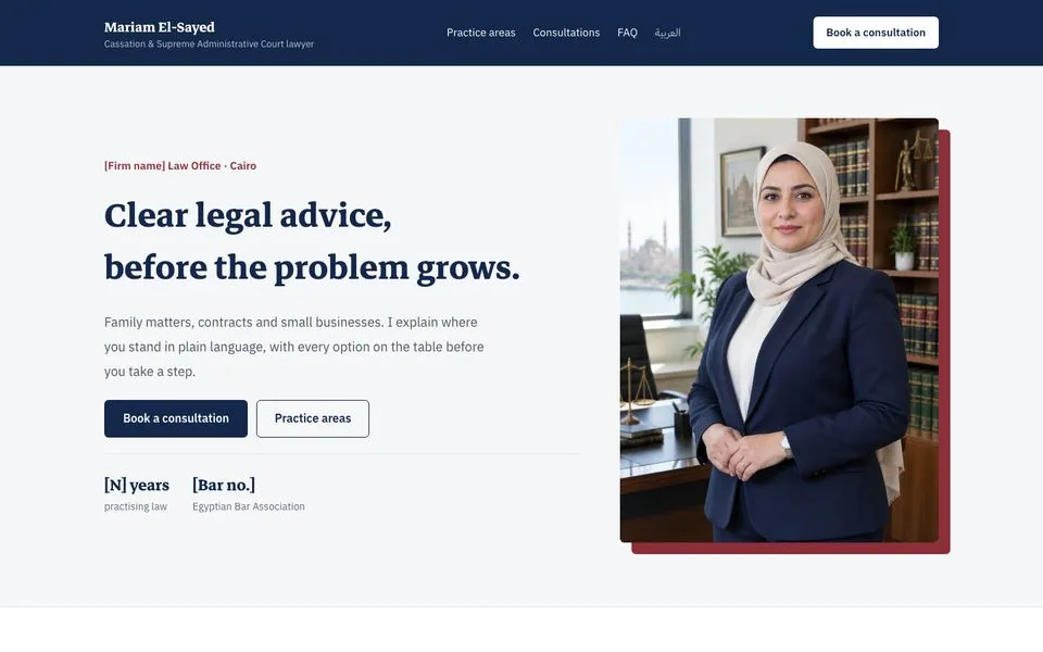 Home page of the Mizan template demo