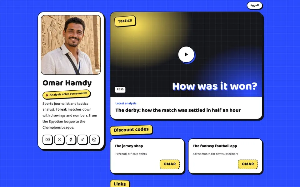 Home page of the Malaab template demo