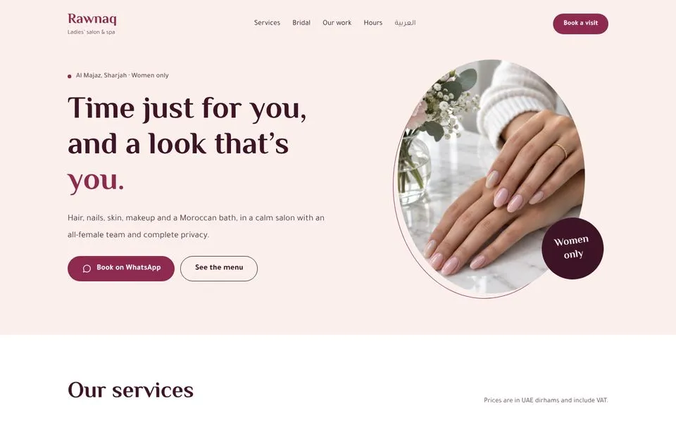 Home page of the Rawnaq template demo