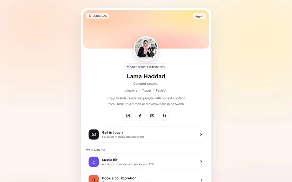 Home page of the Shafaq template demo