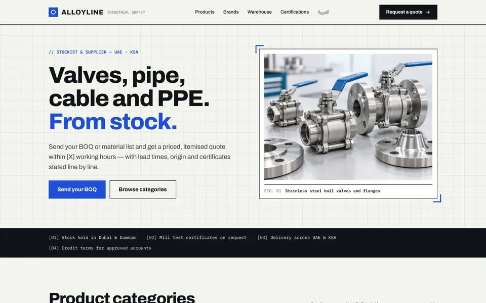 Home page of the Alloyline template demo